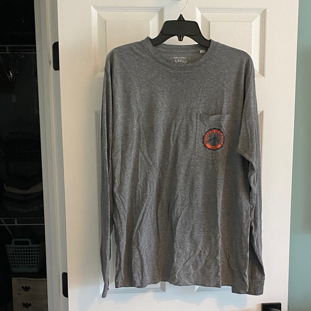 UVA | Men's Gray Long-Sleeve Pocket Tee with UVA logo